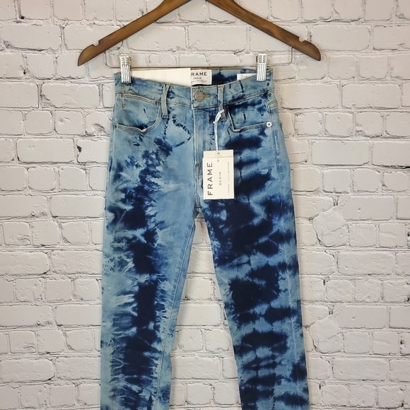 𝅺FRAME Le High Skinny Tie Dye Denim Jeans sz. 24 - Picture 5 of 11